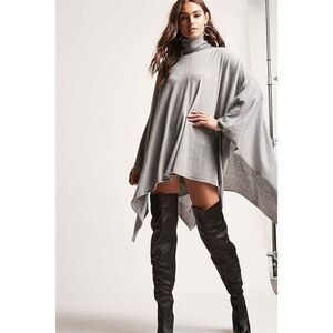 SUPER Soft Turtle Neck Oversized Poncho Dress Sweater Boho Cape Fall Sold Out M